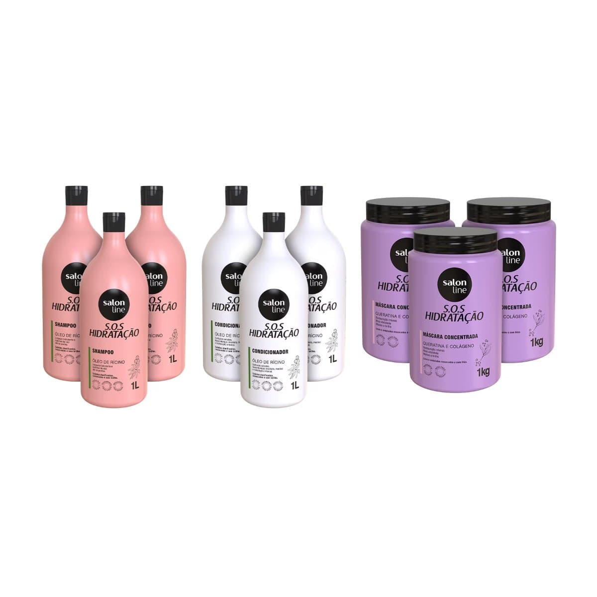 Combo Familia Kit SOS Hidratação Turbinado com Máscara Bio-Reconstrução Salon Line Categoria