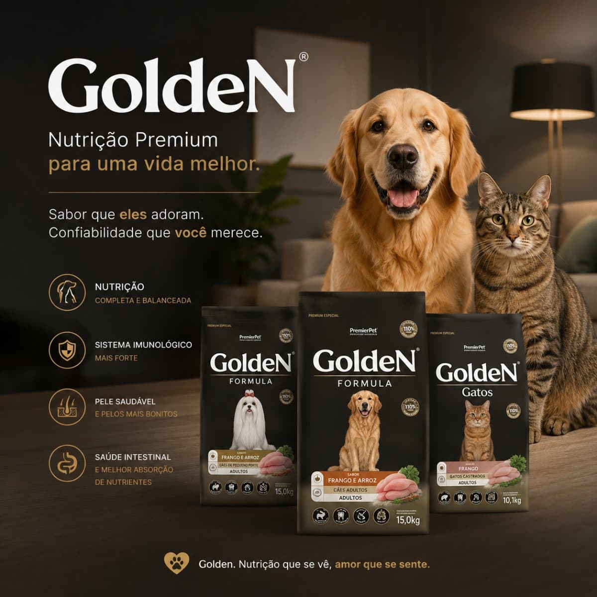 Ração Golden sabor frango e arroz 15kg