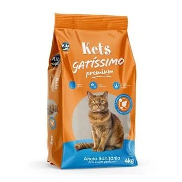 Areia Higiênica Kets Gatíssimo sem Perfume 4 kg