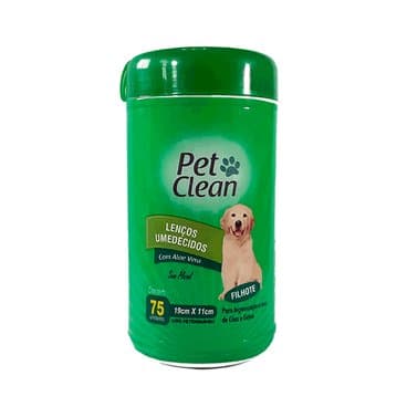 Lenço Umedecido Cães e Gatos Filhotes Pet Clean 75 unidades
