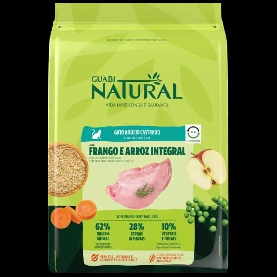 Ração Guabi Natural Gatos Adultos Frango e Arroz Integral 1,5 kg
