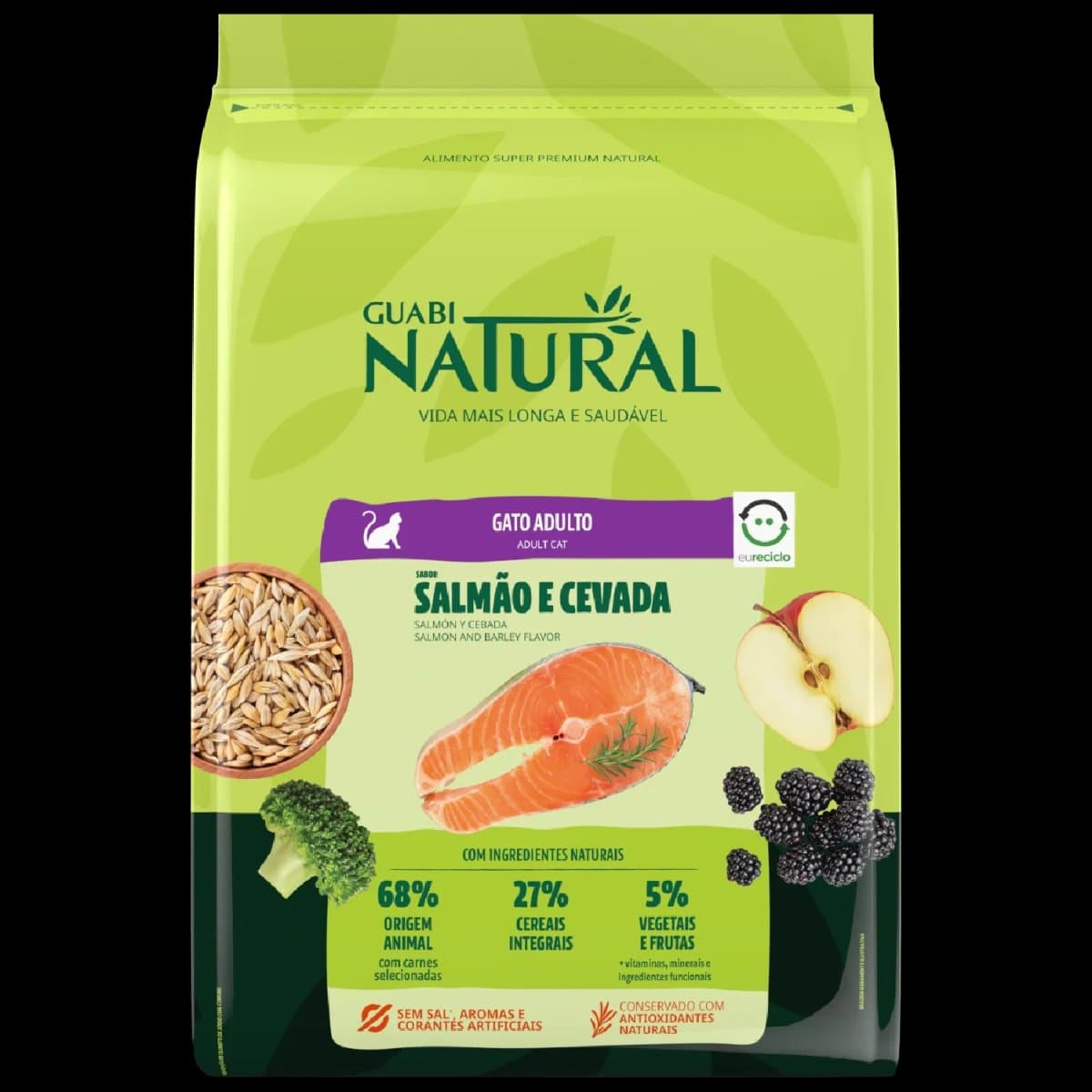 Ração Guabi Natural Gatos Adultos Salmão e Cevada 1,5 kg