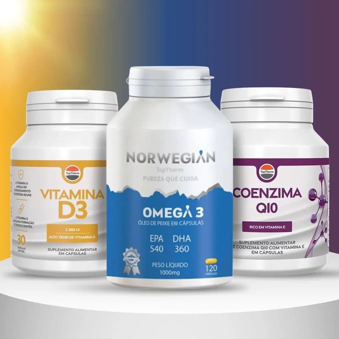 Kit Proteção Total Cardio | Vitamina D3 + Ômega 3 + Coenzima Q10