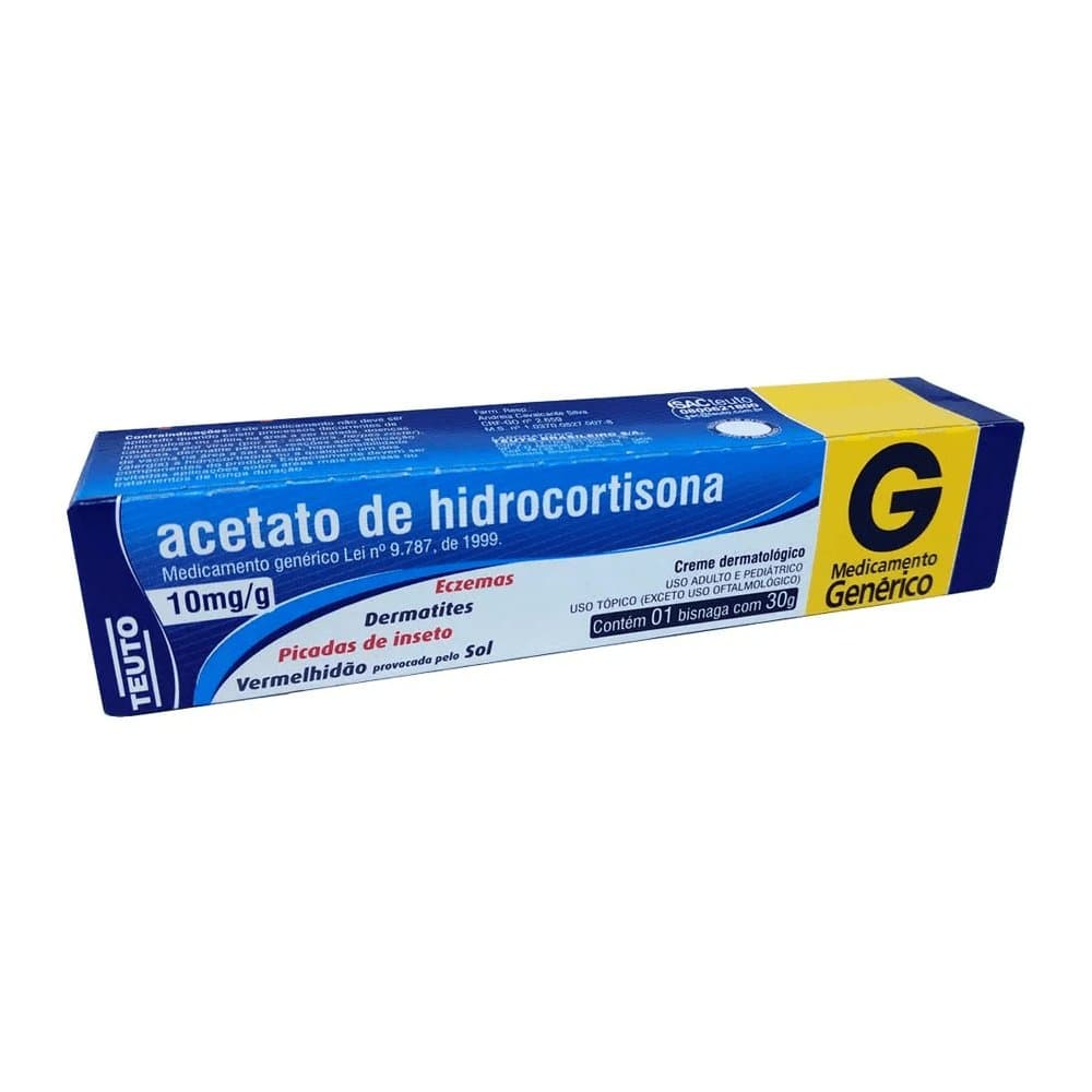 Acetato de Hidrocortisona 10mg/g Creme Dermatológico 30g Genérico Teuto