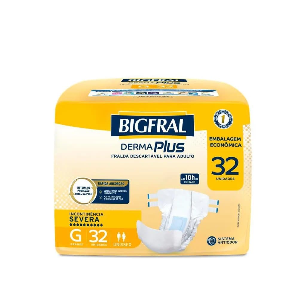 Fralda Descartável Geriatra Bigfral Derma Plus G 32 Unidades