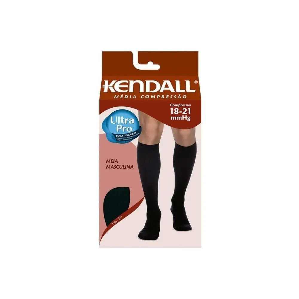 Meia Kendall Média Compressão Masculina Preta Tamanho G