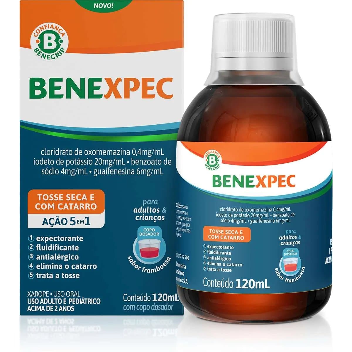 Xarope Benexpec 0,4mg/Ml Sabor Framboesa 120ml + Copo Dosado