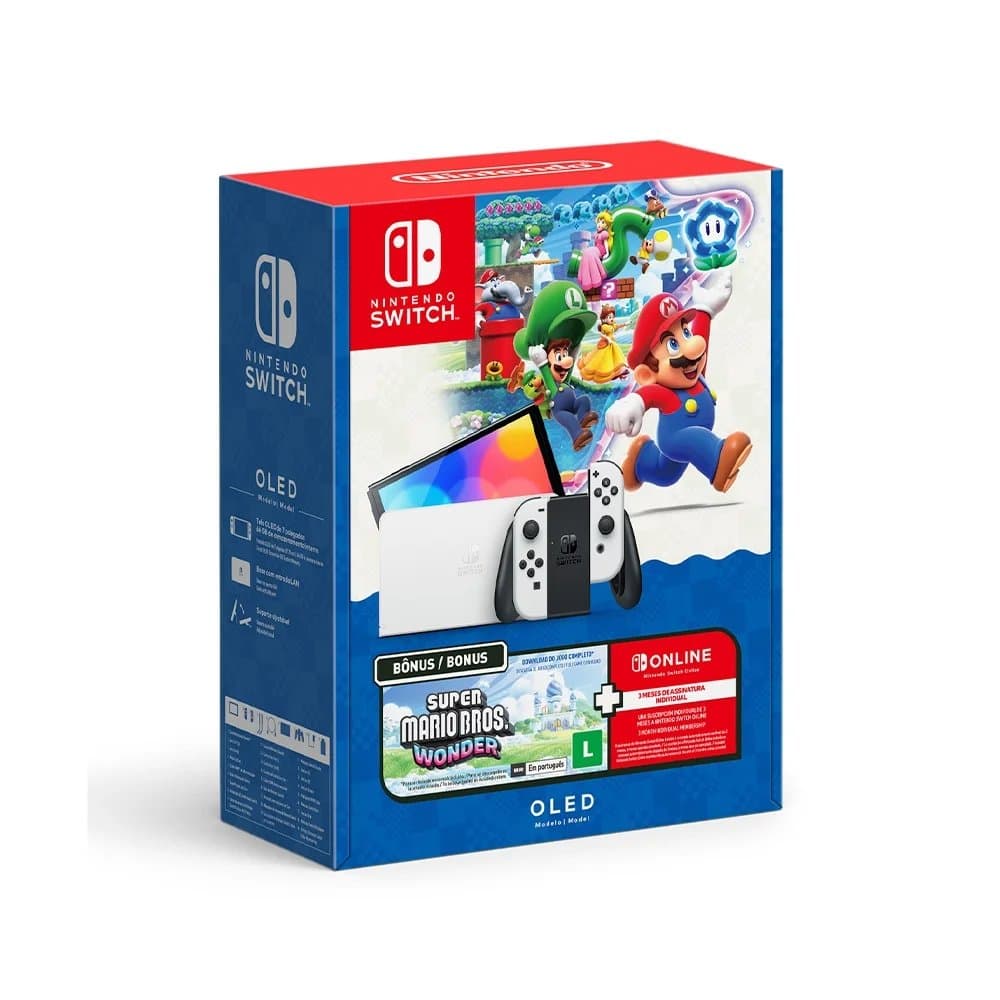 Console Nintendo Switch OLED + Super Mario Bros. Wonder + 3MO NOS
