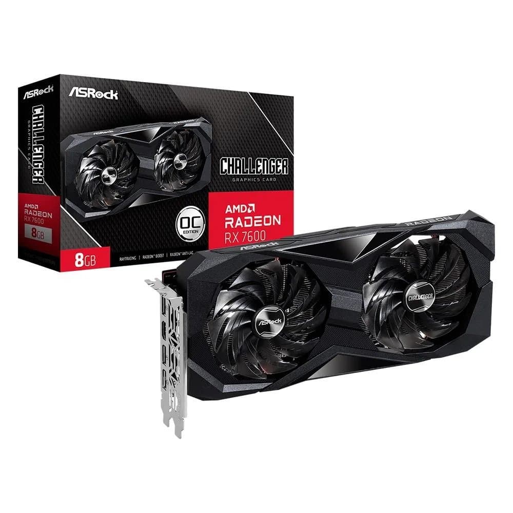 Placa de Vídeo RX 7600 Challenger ASRock AMD Radeon, 8GB GDDR6