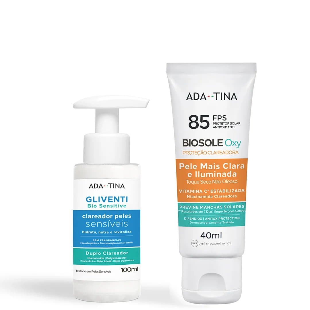 Kit Clareador Facial e Corporal Anti-Manchas: Biosole Oxy FPS 85 + Glivent Bio Sensitive
