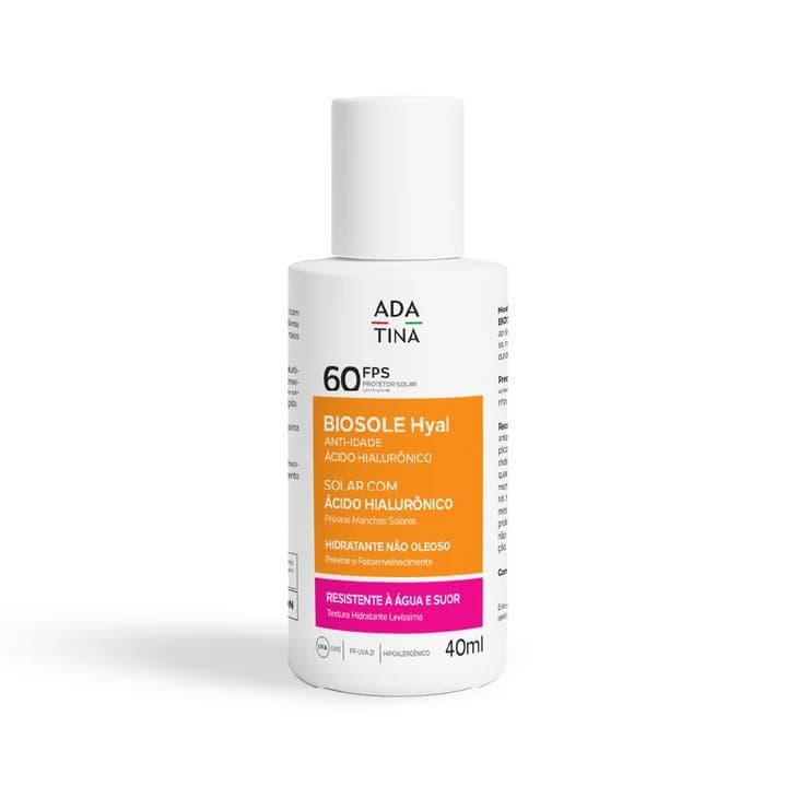 Protetor Solar 12HS Facial Fluido Anti-Idade 2x Mais Ácido Hialurônico Biosole Hyal FPS 60 - 40ml