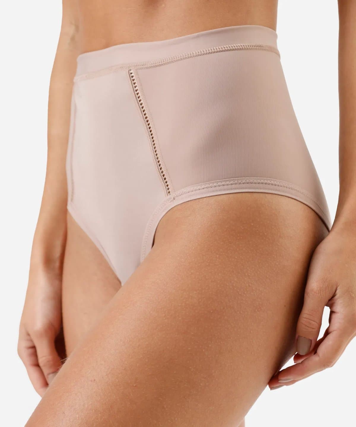 calcinha feminina cintura alta modeladora demillus bege