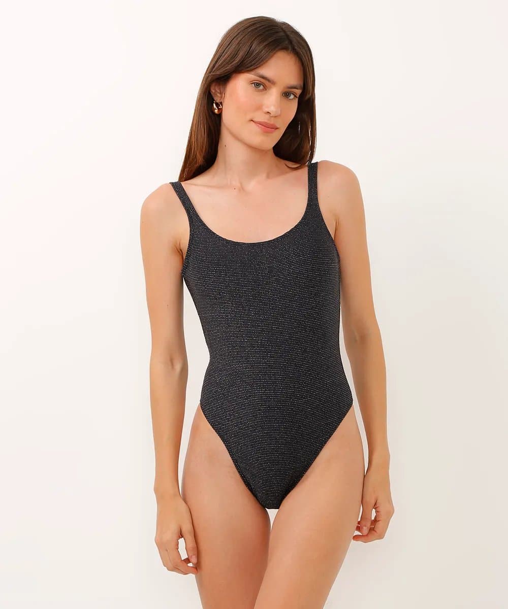 maiô regata com lurex proteção uv preto