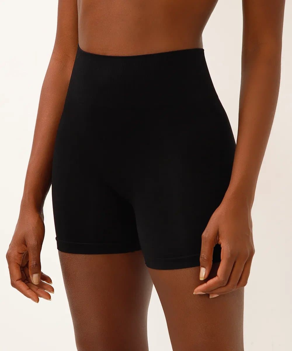 short modelador sem costura cós alto preto